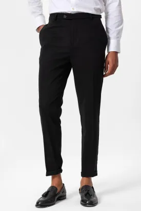 Men's Black Slim Fit Cuffed  Pants - Wessi