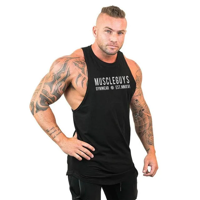 Mens Cotton Sleeveless Gym Hooded Fitness Tank Top