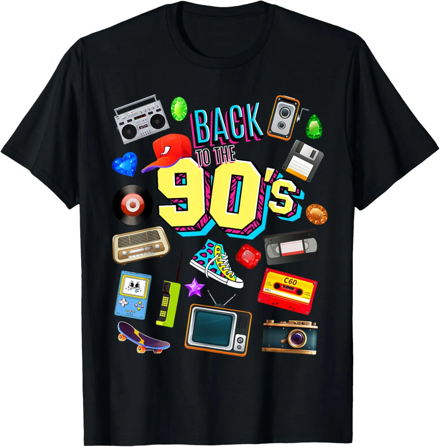 Men's Women's Kids Vintage Retro Back To 90's Graphic Design T-Shirt