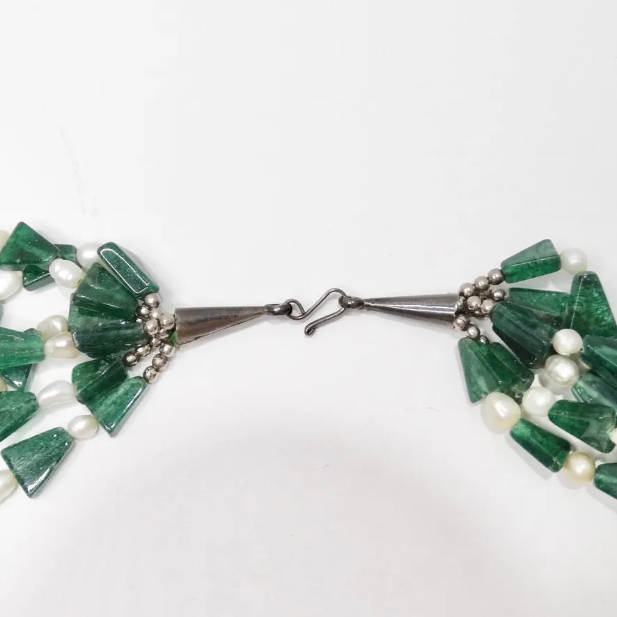 Pearl and Semi Precious Stone Multi Strand Necklace