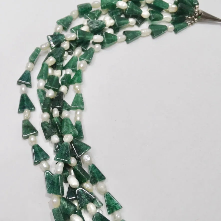 Pearl and Semi Precious Stone Multi Strand Necklace