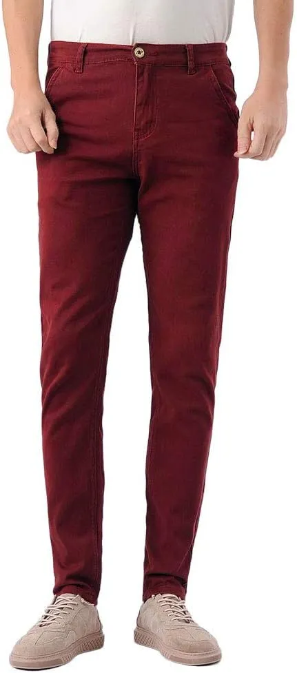 Plaid&Plain Men's Skinny Stretchy Khaki Pants Colored Pants Slim Fit Slacks Tapered Trousers