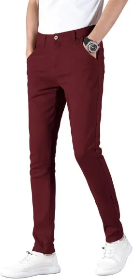 Plaid&Plain Men's Skinny Stretchy Khaki Pants Colored Pants Slim Fit Slacks Tapered Trousers