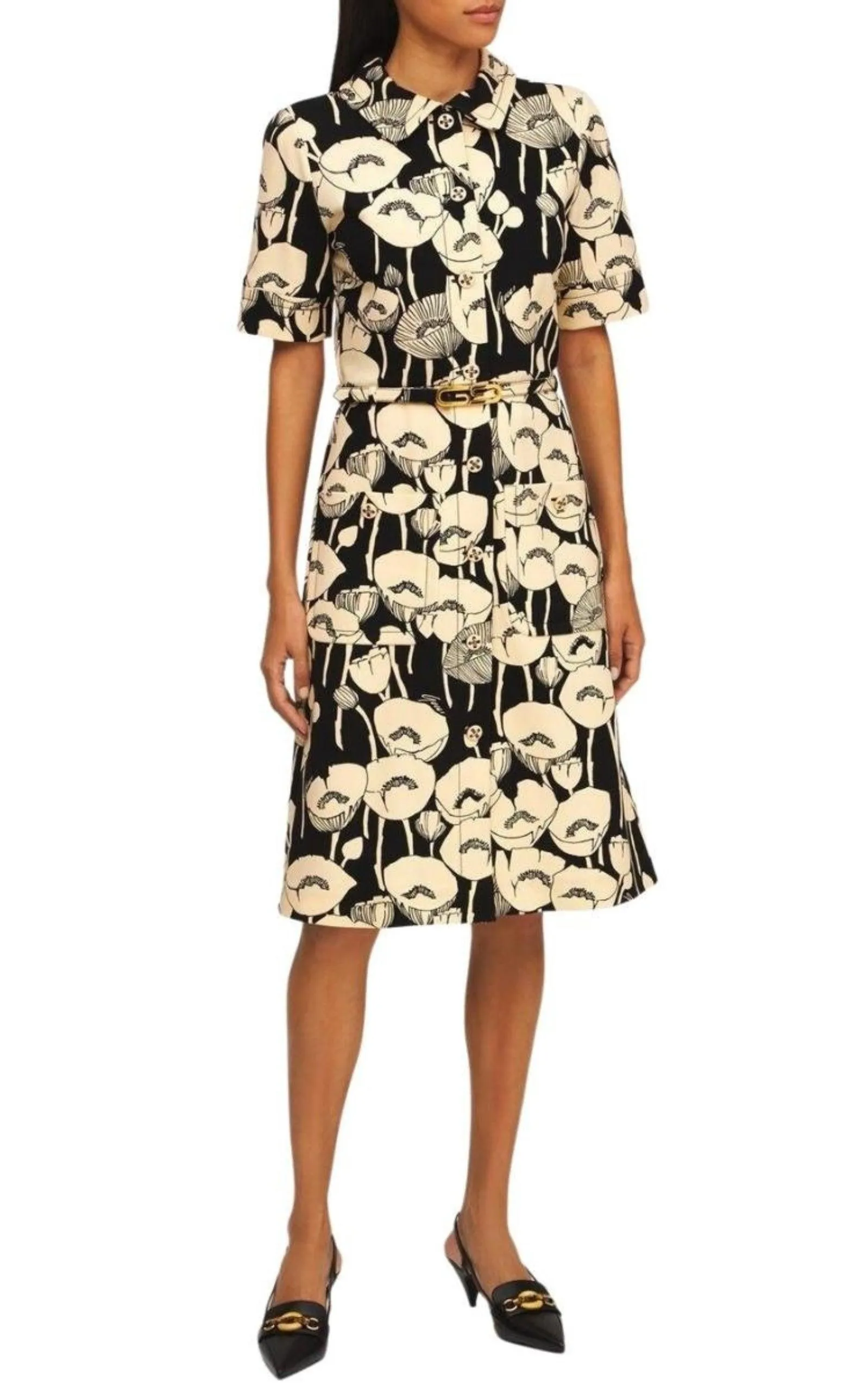 Poppy Flowers Print Jersey Dress