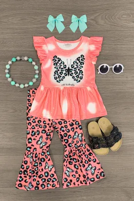"Wild Butterfly" Pink Bell Bottom Set