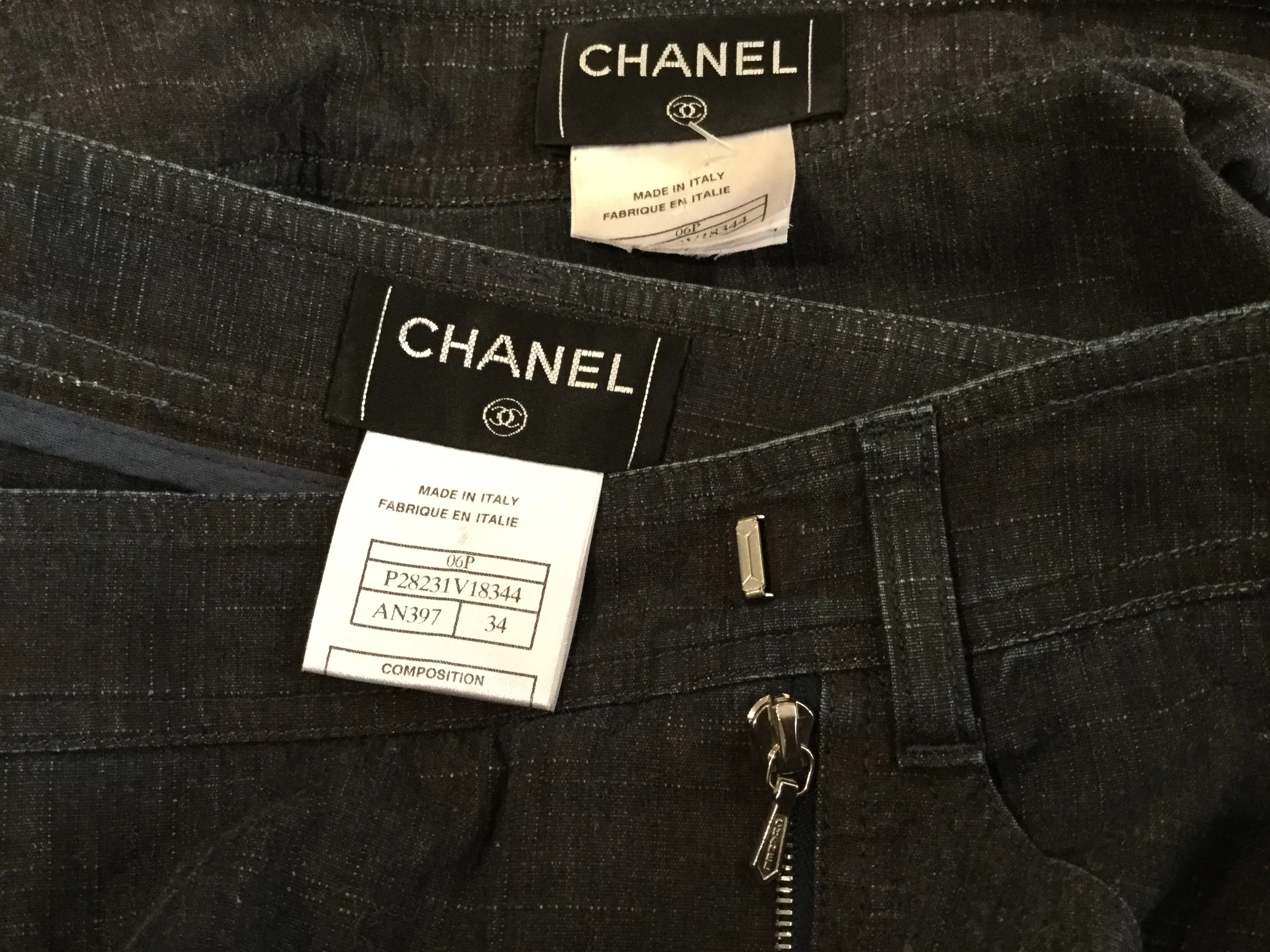 Rare Chanel 2006 Spring Cotton Denim crop top skirt set US 4
