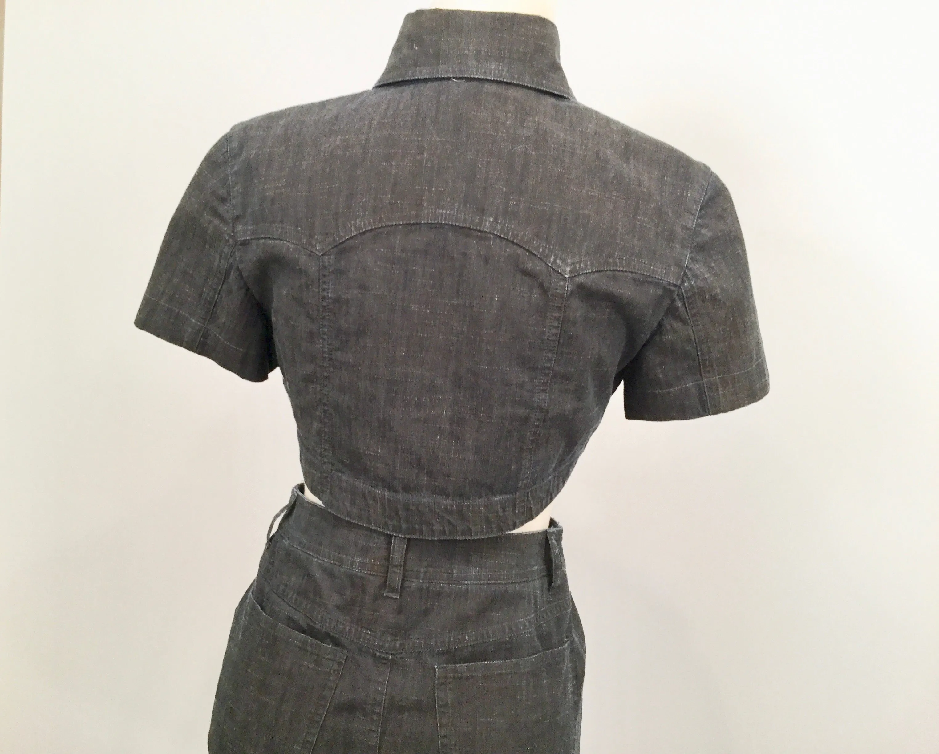 Rare Chanel 2006 Spring Cotton Denim crop top skirt set US 4