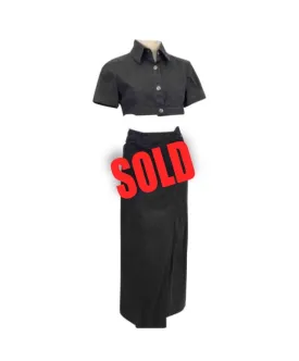 Rare Chanel 2006 Spring Cotton Denim crop top skirt set US 4