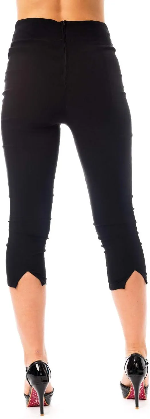 Ro Rox Ella Capri Pants for Women - 1950s Vintage Women's Trousers - High Waist Three Quarter Pant - Zipper & Slits on Back