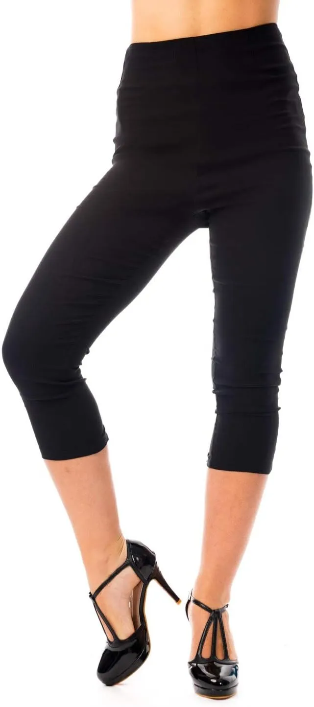 Ro Rox Ella Capri Pants for Women - 1950s Vintage Women's Trousers - High Waist Three Quarter Pant - Zipper & Slits on Back