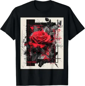 Rose Drawing Art Flower Abstract Painting Motif Rose T-Shirt