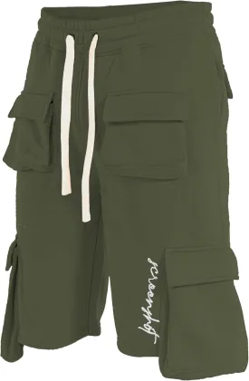 SCREENSHOT Mens Urban NYC Hip Hop Utility Fit Premium Fleece Shorts - Varsity Street Fashion SweatShorts Ribbed Wasteband