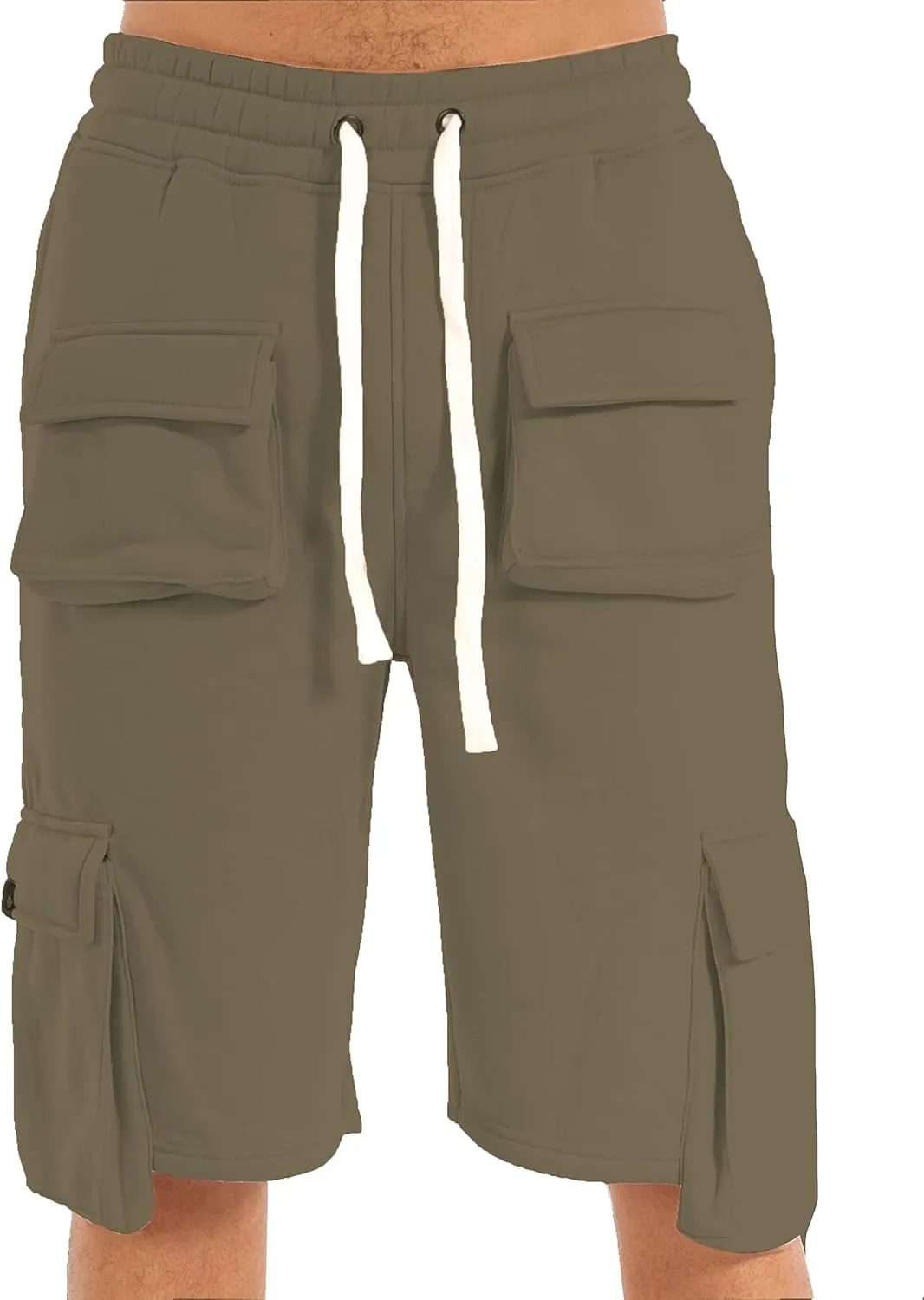 SCREENSHOT Mens Urban NYC Hip Hop Utility Fit Premium Fleece Shorts - Varsity Street Fashion SweatShorts Ribbed Wasteband