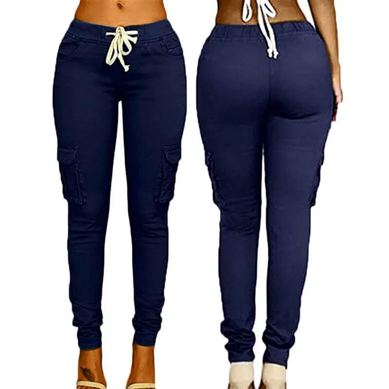 Sexy High Waist Strap Pockets Skinny Pants