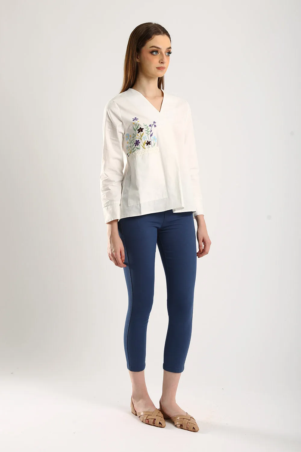 Simple Spirit Stretchable Cotton Pants in Denim Blue