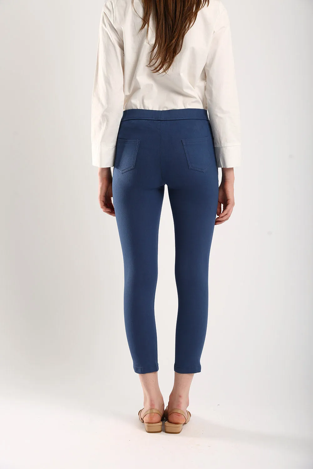 Simple Spirit Stretchable Cotton Pants in Denim Blue
