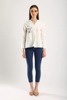 Simple Spirit Stretchable Cotton Pants in Denim Blue