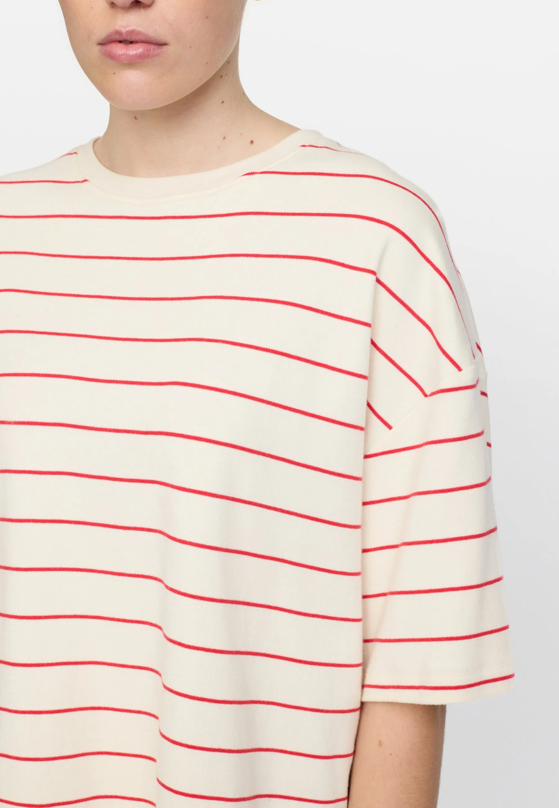 SRElora Hella T-shirt GOTS - Arctic Wolf / Racing Red stripes