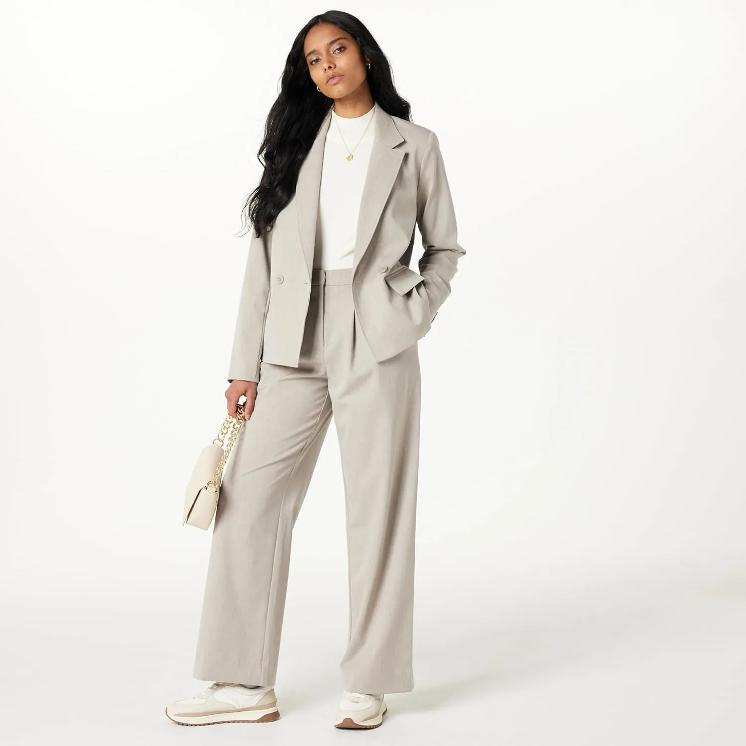 The Drop Women's Nancy Pleat Front Wide Leg Trouser