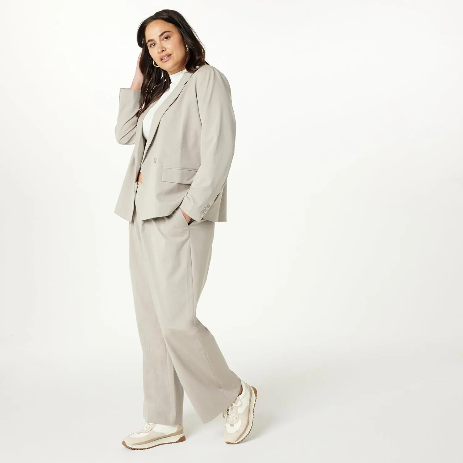 The Drop Women's Nancy Pleat Front Wide Leg Trouser