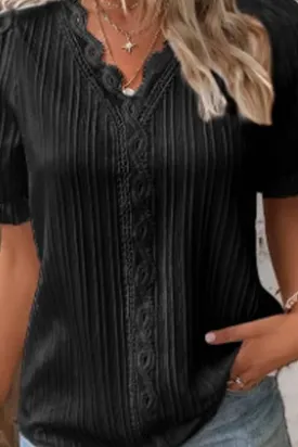 V-NECK HOLLOW SHORT-SLEEVED SHIRT