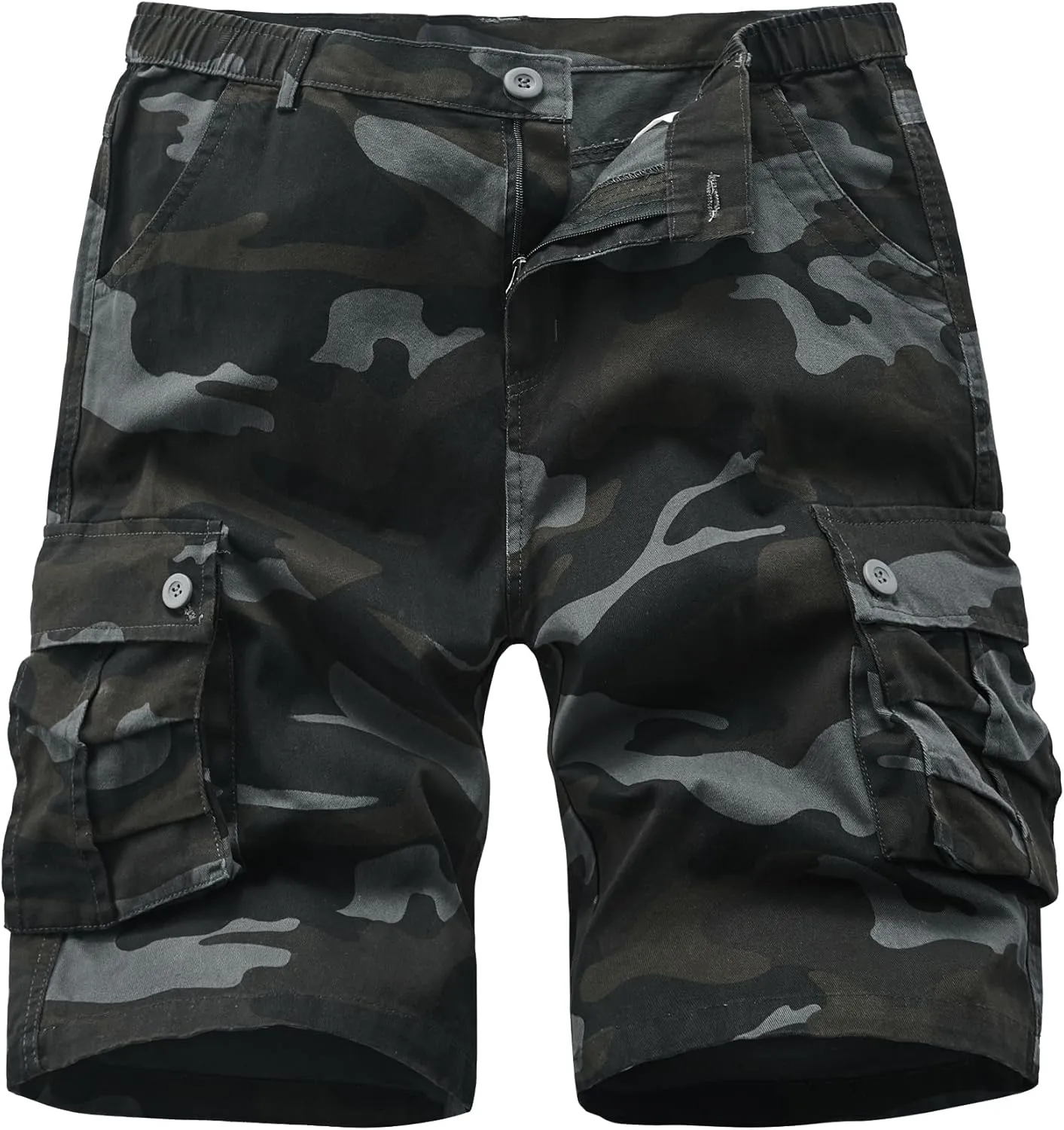 Vcansion Men's Cargo Shorts Casual Cotton Multi-Pockets Elastic Waist Camo Shorts