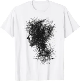 Women Abstract Drawing Girl Portrait Art Women T-Shirt