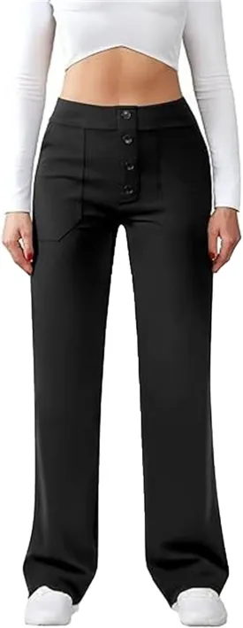 Womens Pants Dressy Casual Womens Work Pants Business Casual Women High Waist Straight Leg Pant