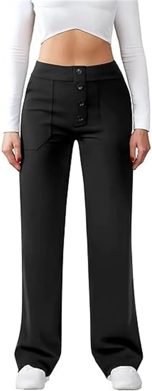 Womens Pants Dressy Casual Womens Work Pants Business Casual Women High Waist Straight Leg Pant