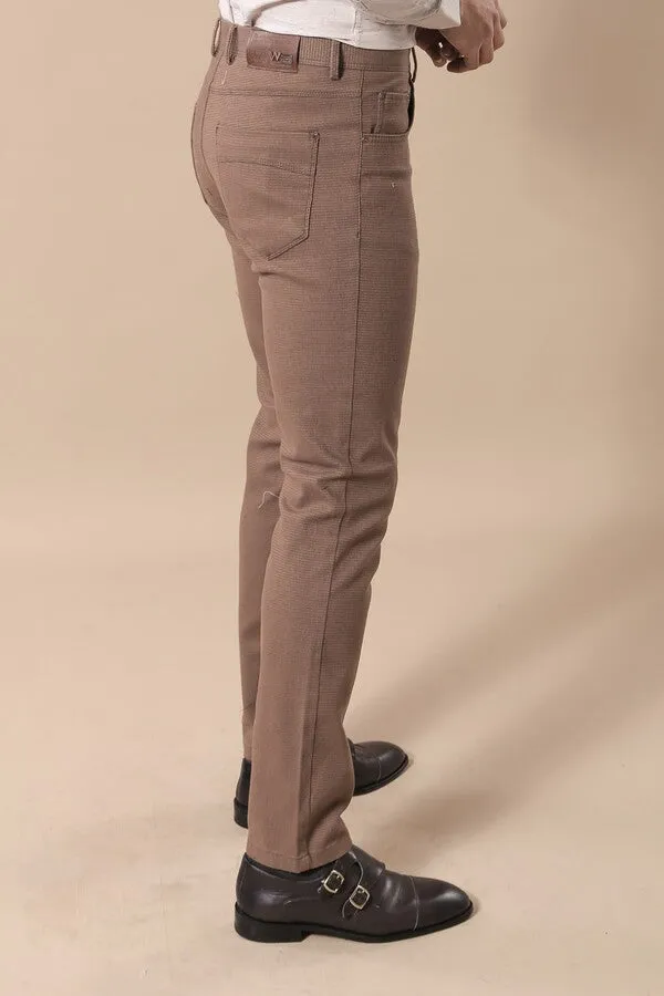 WSS Slim Fit Cotton Light Brown Men Pants  - Singen
