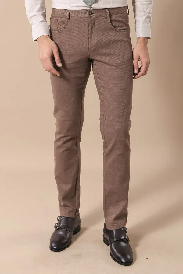 WSS Slim Fit Cotton Light Brown Men Pants  - Singen