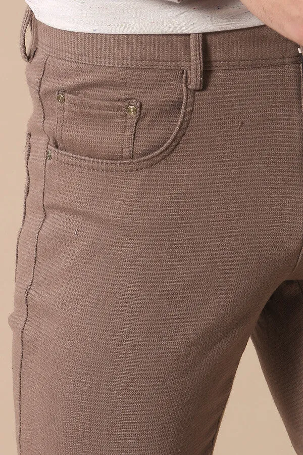 WSS Slim Fit Cotton Light Brown Men Pants  - Singen