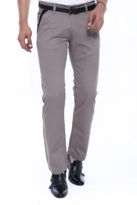 WSS Trimmed Pockets Plain Slim Fit Beige Men Pants  - Singen