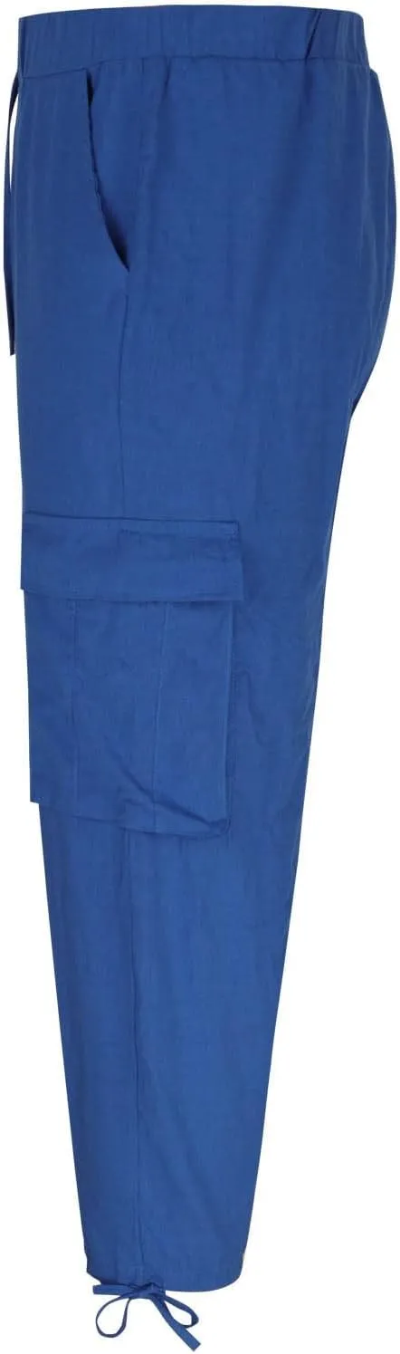 Xiaojmake Men's Linen Cargo Pants Joggers 2025 Solid Elastic Waist Harem Pant Casual Lightweight Loose Beach Summer Trousers
