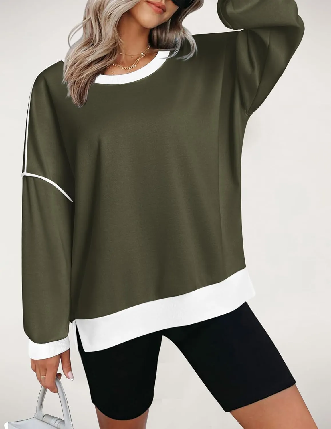 Zeagoo Women Crewneck Sweatshirts Pullover Tops Long Sleeve Shirts Loose Fit Tops Casual Fall Outfits Y2K Clothes 2024