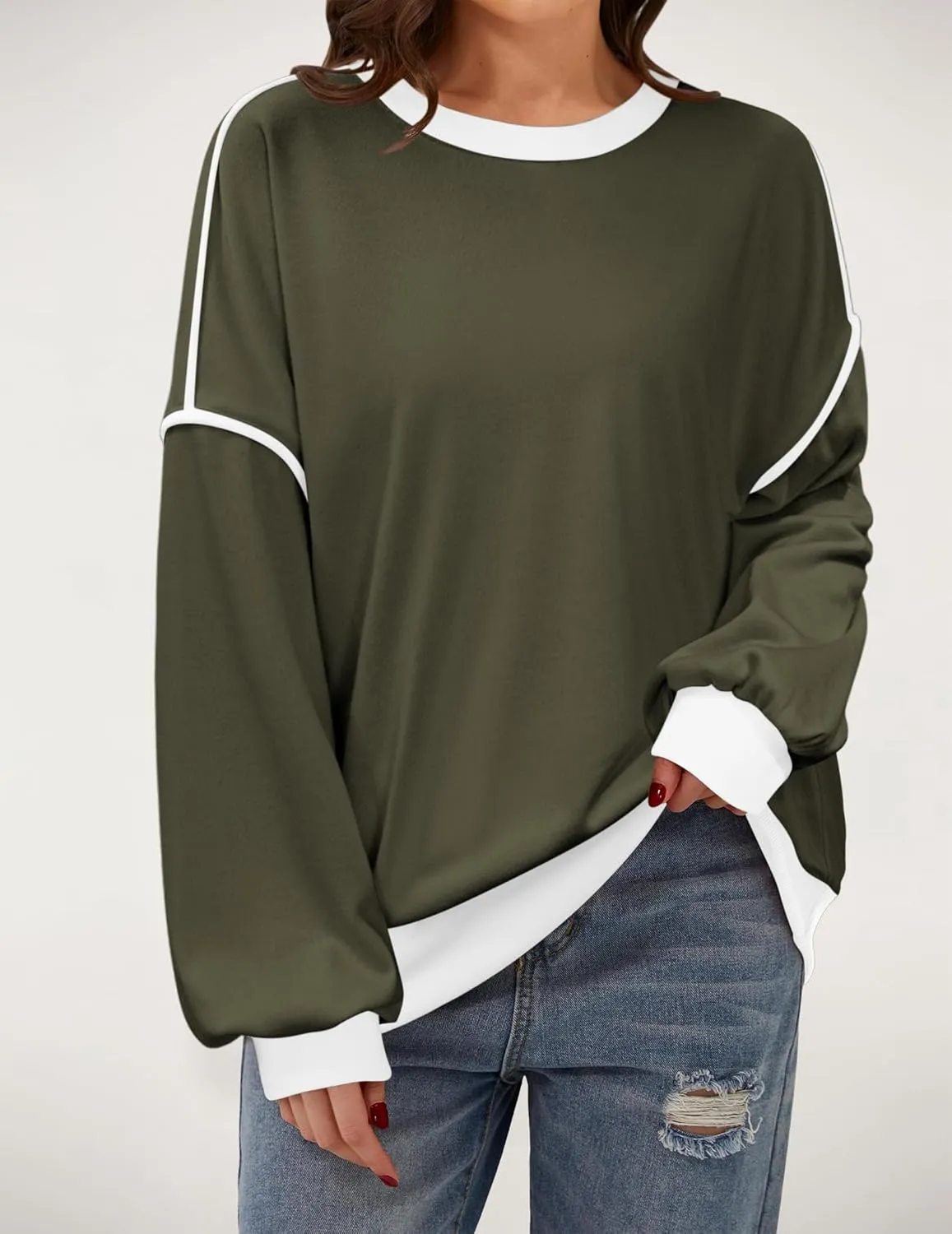 Zeagoo Women Crewneck Sweatshirts Pullover Tops Long Sleeve Shirts Loose Fit Tops Casual Fall Outfits Y2K Clothes 2024